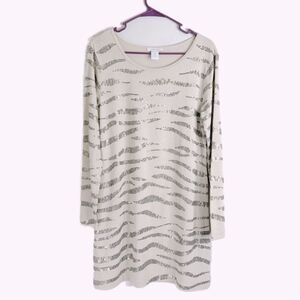 Joan Vass Women's Silver Sequin Embellished Zebra Print Dress